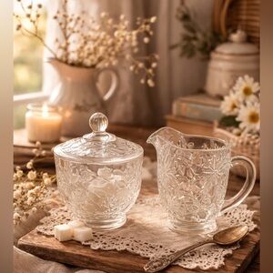 🌿 Vintage Princess House “Fantasia” Sugar & Creamer Set 🌿